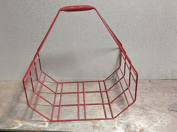 Metal firewood basket coated with PECOAT Red color polyethylene