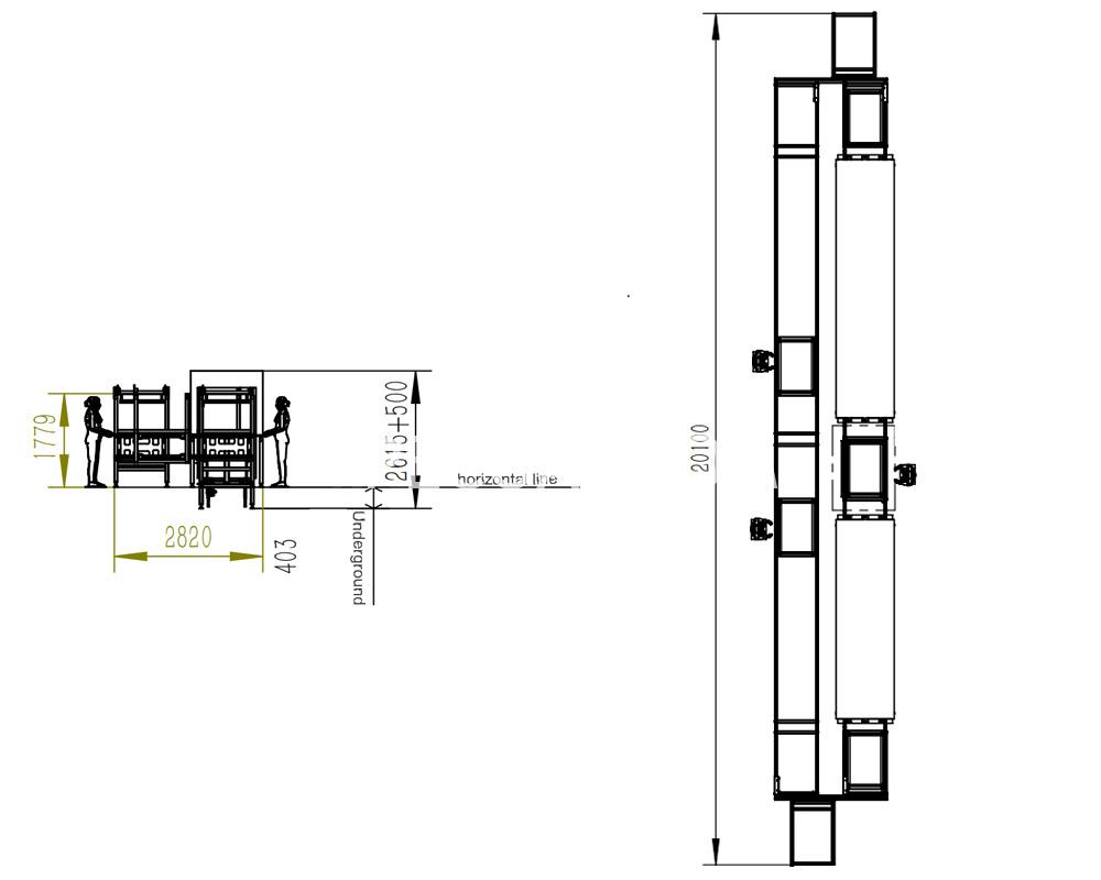 DRAWING OF DIP POWDER COATING LINE drawing