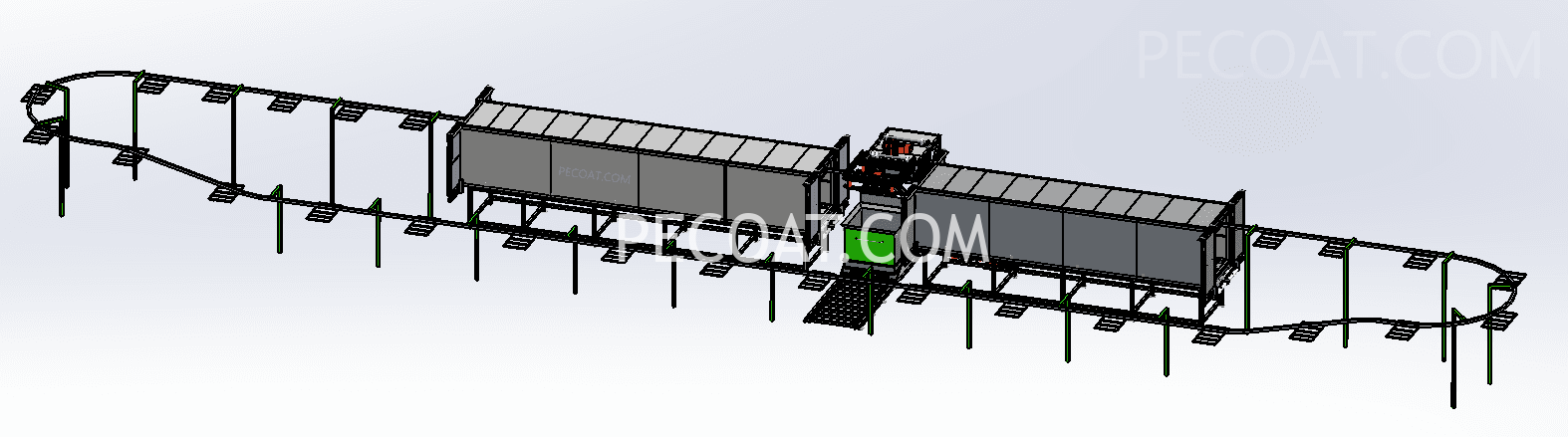 3D Schematic Diagram for FULL-Automatic Type fluidized bed powder coating equipment