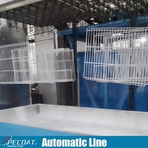 Automatic dip powder coating line for refrigerator shelves