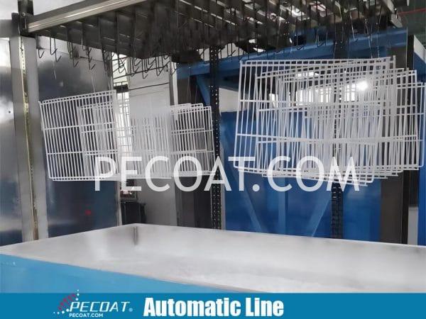 Automatic dip powder coating line for refrigerator shelves