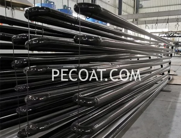 Fluorocarbon powder coated pipes