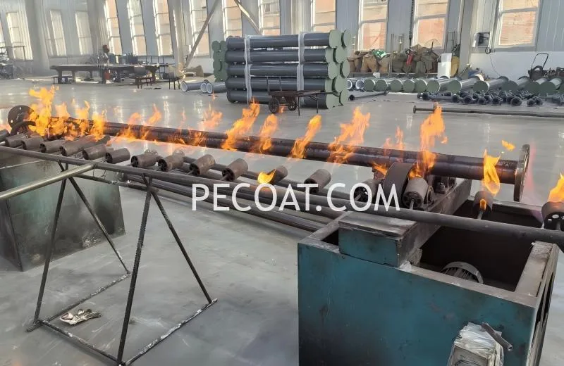 Manufacturing Process of POPE Lined Steel Pipes via Rotolining Process